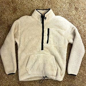PINK sherpa quarter zip pullover.